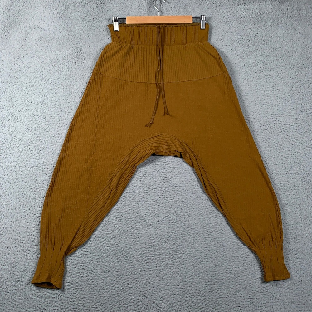 Free People FP Movement Good Karma Harem Pants Women XS Brown Ribbed Drop Crotch